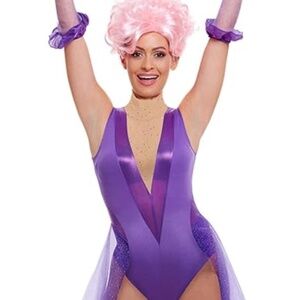 Trapeze Artist Costume, Purple with Bodysuit, Gloves, and Wig - Anne Wheeler